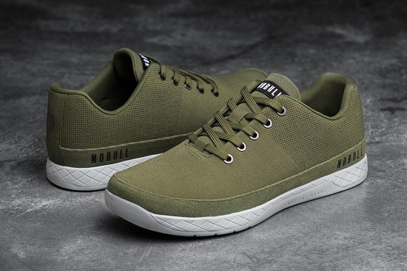 Women's Nobull Moss Canvas Trainers Olive | SG Q2896M